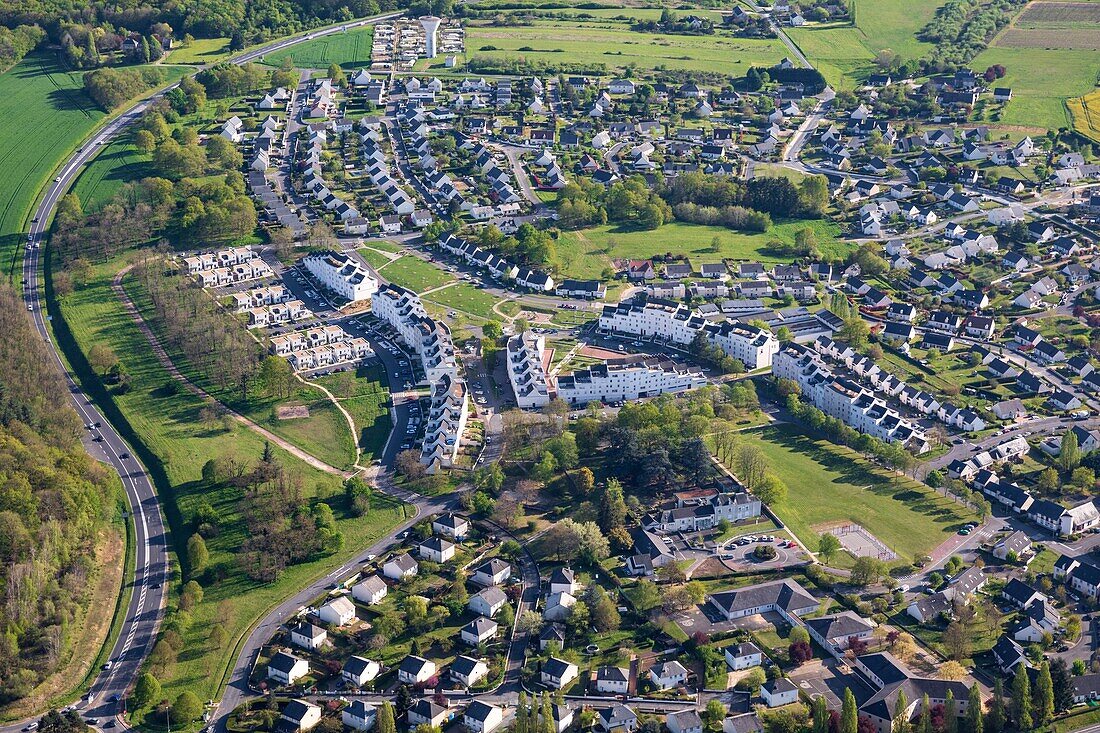 Frankreich,Indre et Loire,Loire-Tal, das von der UNESCO zum Weltkulturerbe erklärt wurde,Amboise,La Verrerie (Luftaufnahme)