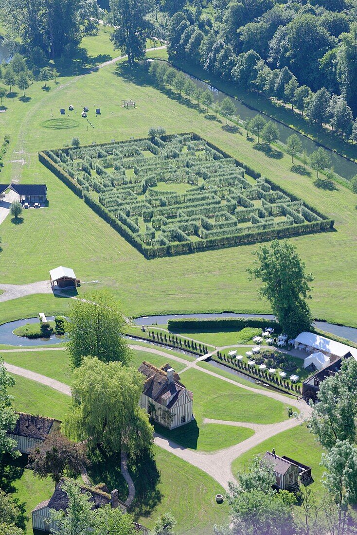 France,Oise,Chantilly domain,labyrinth (aerial view)