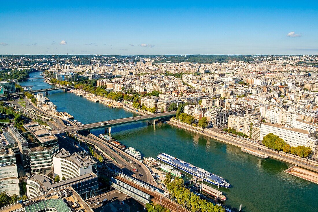 Frankreich,Paris,Die Seine und das 16. Arrondissement (Luftaufnahme)