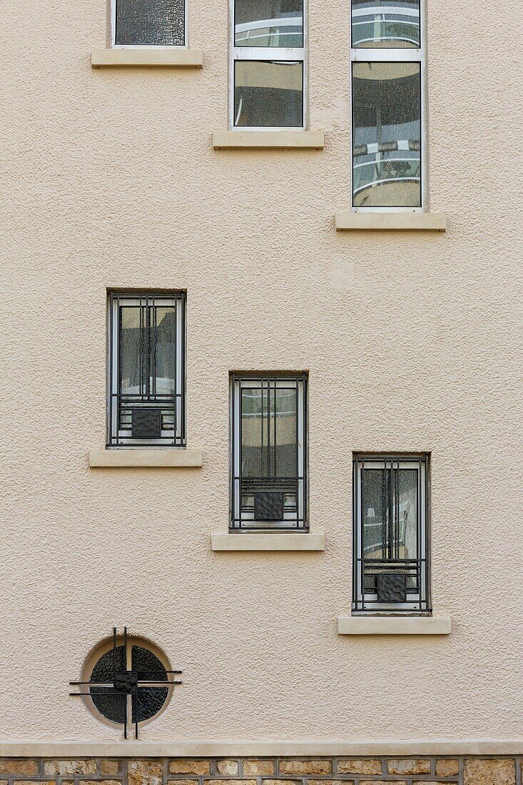 France,Meurthe et Moselle,Nancy,detail of the facade of a house in Art Deco style