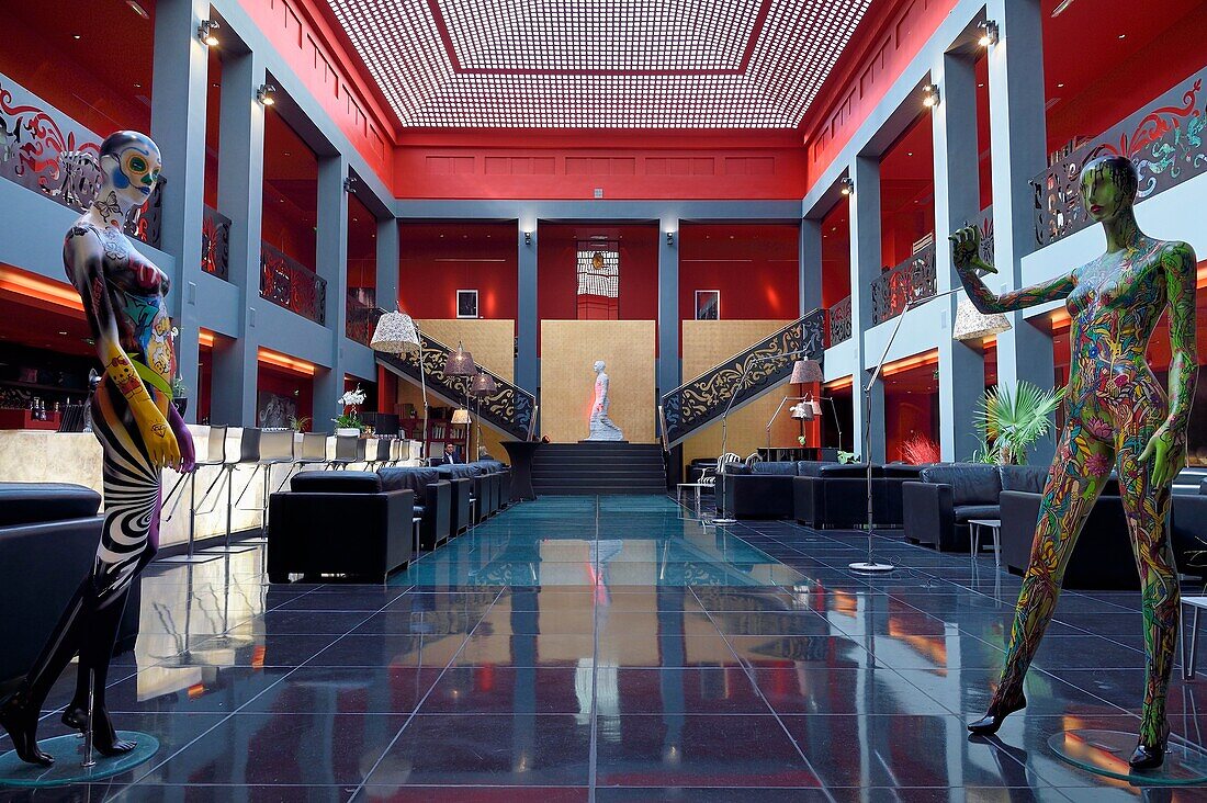 France,Seine Maritime,Rouen,place de la Pucelle,Hôtel de Bourgtheroulde built in the first half of the sixteenth century today a luxury hotel,the lobby