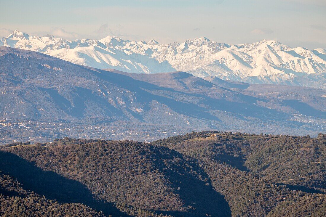 France,Var,Frejus,Esterel massif,the Tanneron Massif and the snowy mountain range of Mercantour