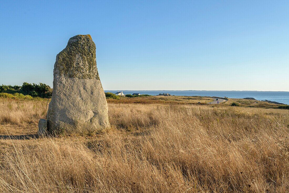 France,Morbihan,Quiberon,menhir says of Jean and Jeannette on the peninsula of Quiberon