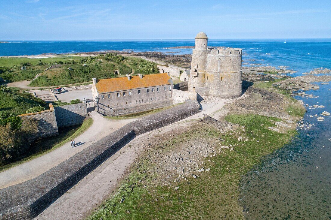 France,Manche,Cotentin,Saint Vaast la Hougue,la Hougue,his fort Vauban listed as World Heritage by UNESCO (aerial view)