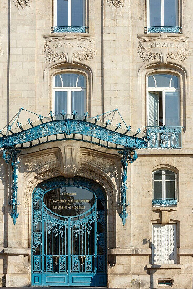 Frankreich,Meurthe et Moselle,Nancy,Fassade der Chambre de Commerce et d'Industrie de Meurthe et Moselle (Handels- und Industriekammer von Meurthe und Mosel), 1909 von den Architekten Louis Marcal und Emile Toussaint im Jugendstil errichtet