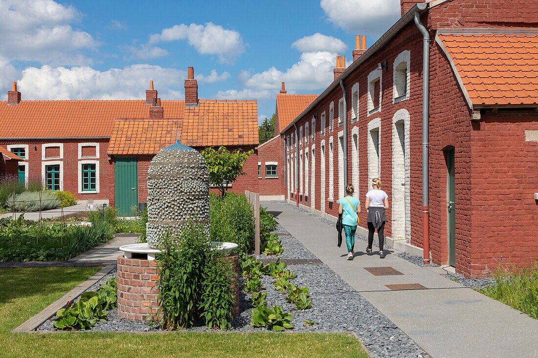 France,Pas de Calais,Bruay la Buissiere,quoted electricians,built in 1856 to house the miners of the n ° 1 pit of Bruay,currently open to the public following a redevelopment project,artists' garden