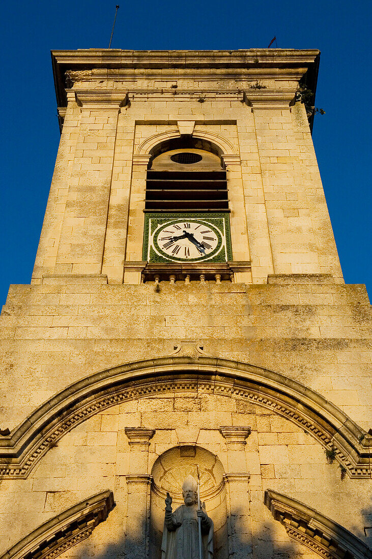 France,Clock Tower at Saint Martin-de-Re on Ile de Re,Poitou-Charentes