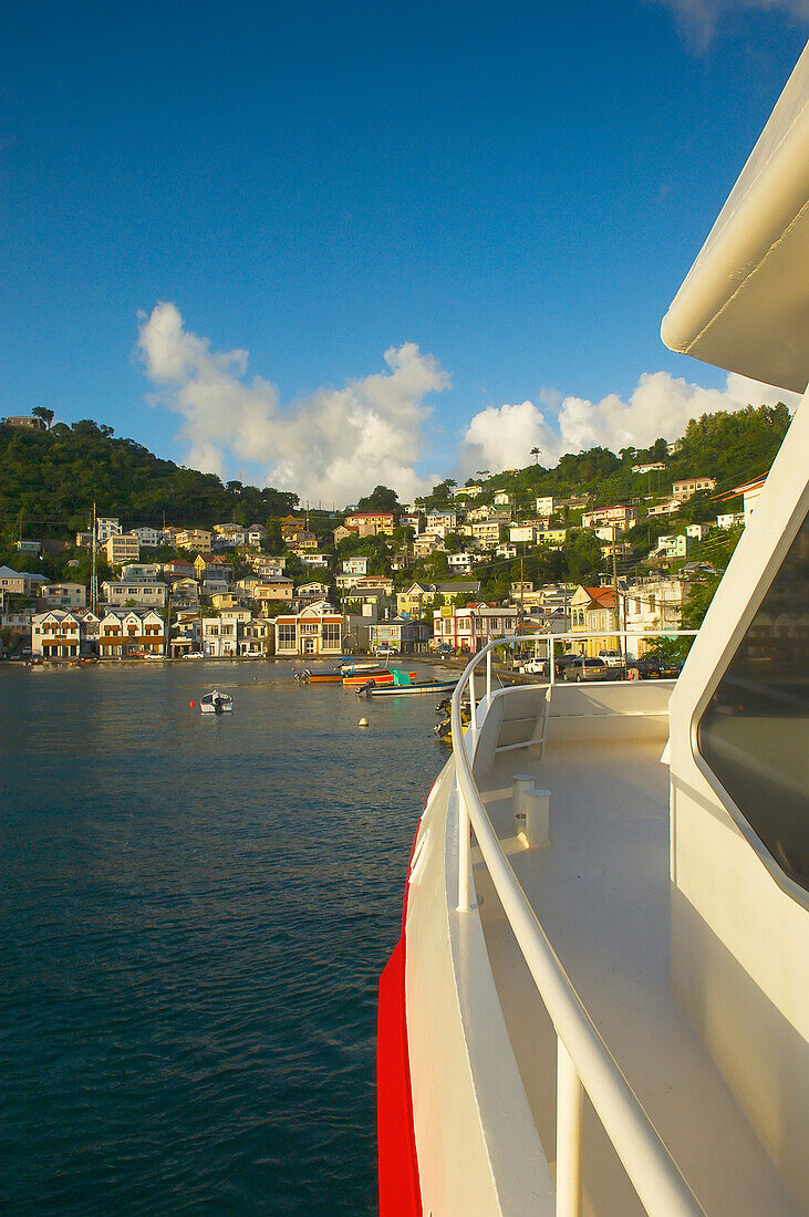 Caribbean,View to San George from deck of Osprey Express ferry,Grenada