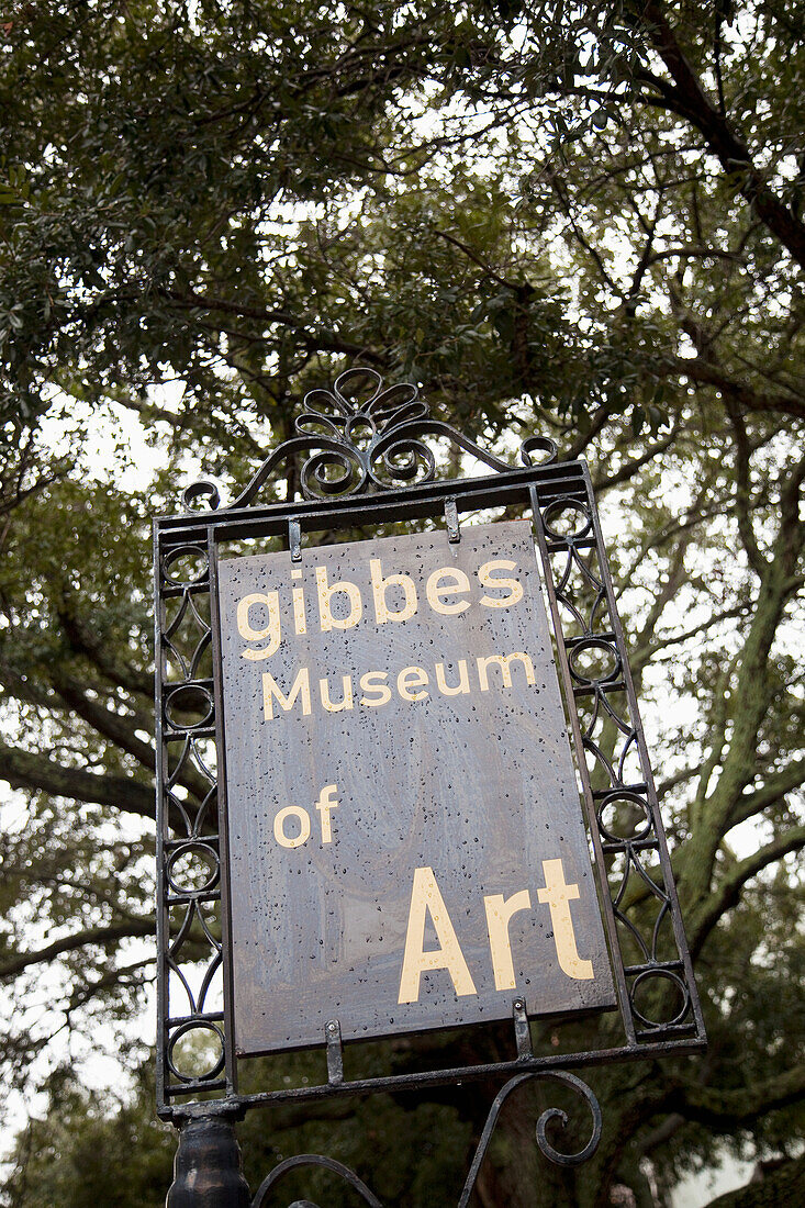 Usa,South Carolina,Sign Of Gibbes Museum Of Art,Charleston