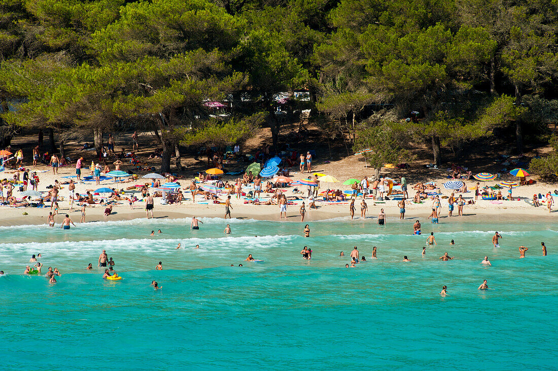 Tourists At Cala Macarella,Menorca,Balearic Islands,Spain