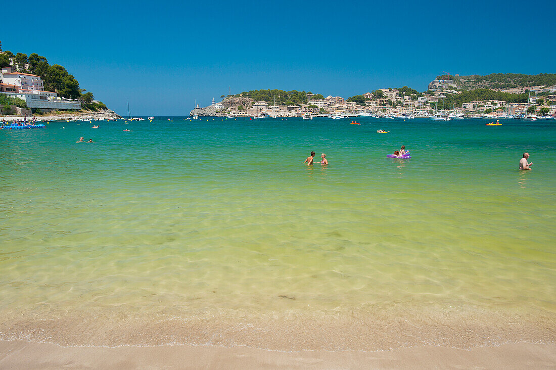 Spain,Looking across bay of Port Soller,Majorca