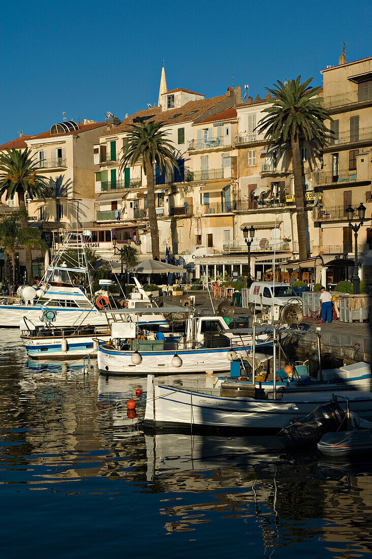 The marina and quai Landry at Calvi. The Balagne district. Corsica. France