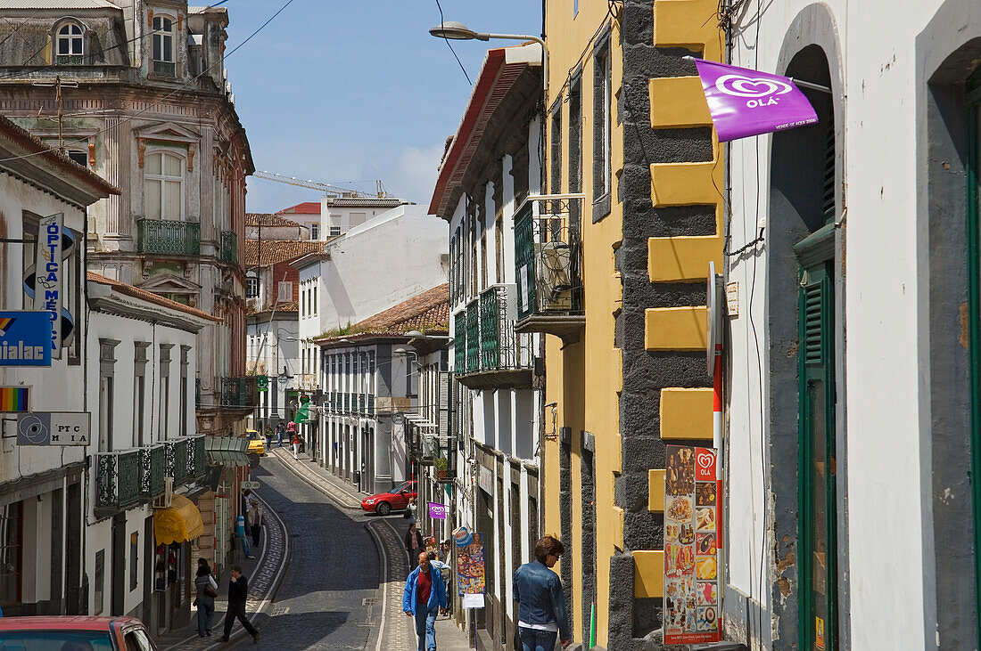 Portugal,Azores,Sao Miguel Island,Main shopping area,Ponta Delgada