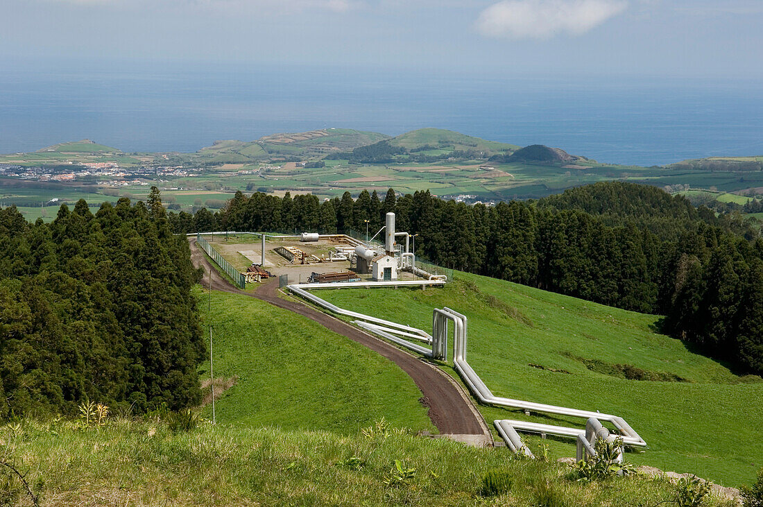 Portugal,Azoren,Sao Miguel Insel,Ribiera Grande Geothermisches Kraftwerk,Ponta Delgada