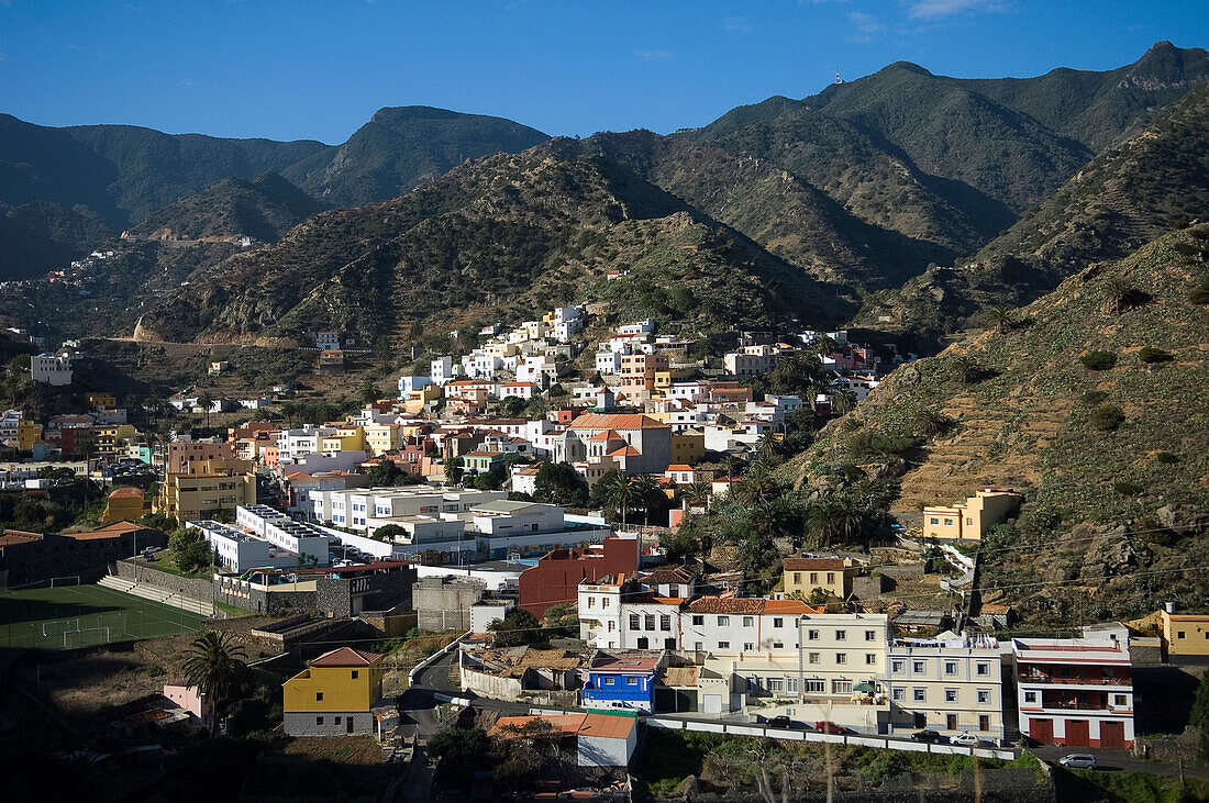 Spain,Canary Islands,Island of La Gomera,View of town,Vallehermoso