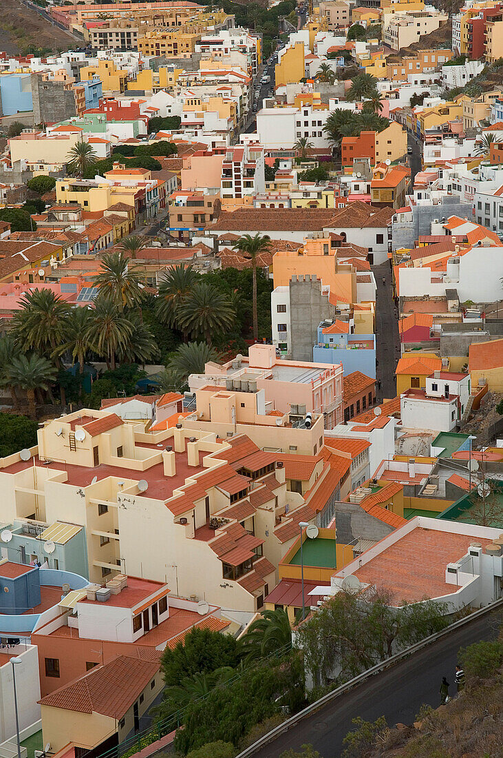 Spain,Canary Islands,Island of La Gomera,Elevated view of town,San Sebastian