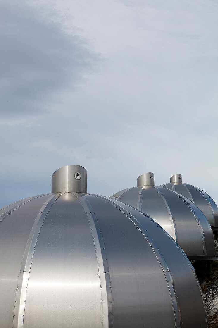 Aluminium 'igloos' At The Hotel Arctic In Ilulissat On The West Coast Of Greenland,The Most Northerly 4 Star Hotel. Greenland.