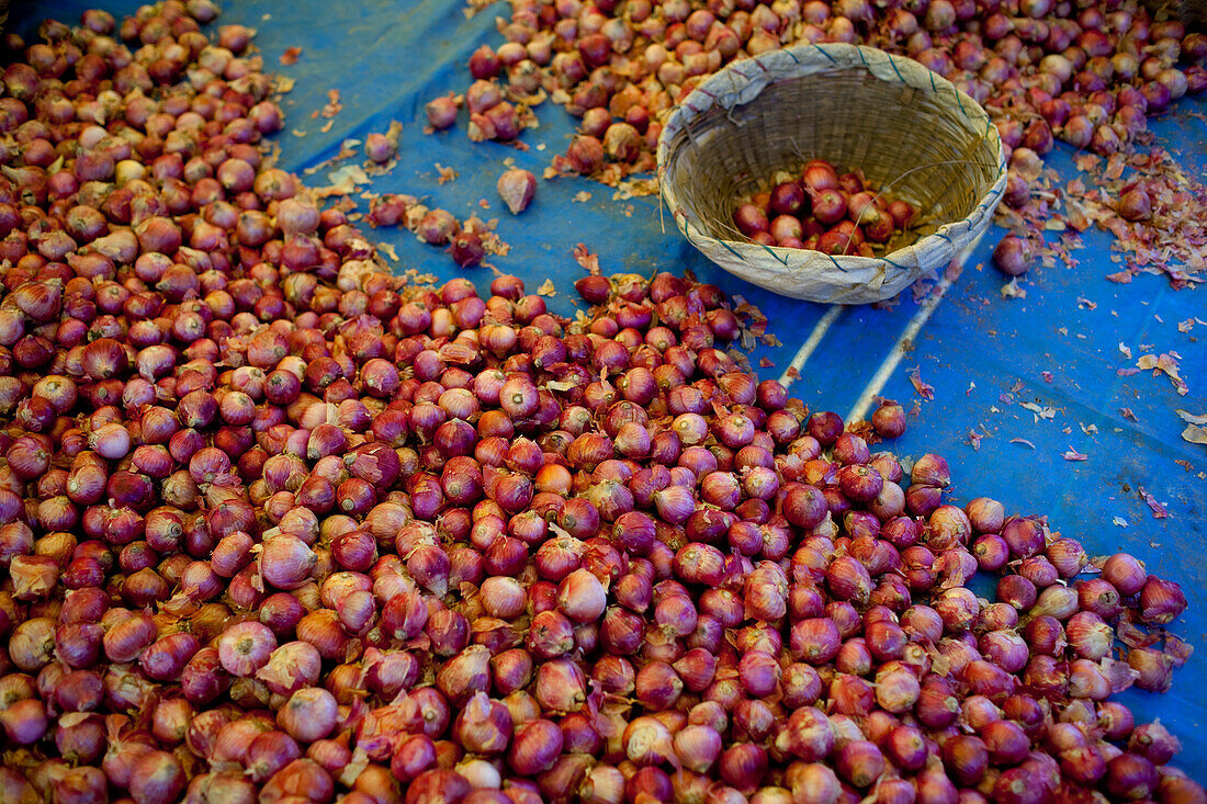 Onions for sale,Chaudi Market,Chaudi,Goa,India.