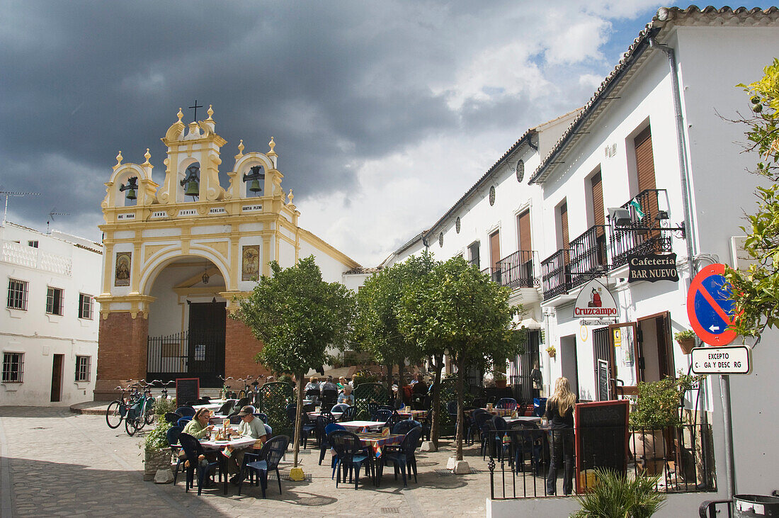 Spain,Sidewalk Cafe In Small Town Square,Andalucia