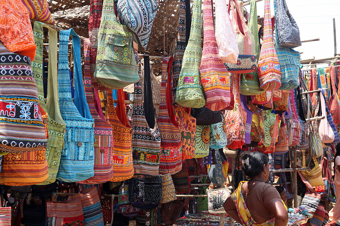 At world famous Anjuna Flea Market,held on Wednesdays on Anjuna Beach,Goa State,India,Asia.