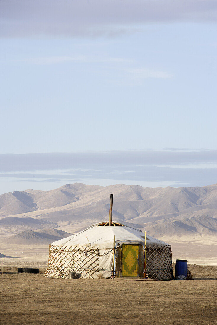 Gers And Steppe Near Karkhorin,Mongolia