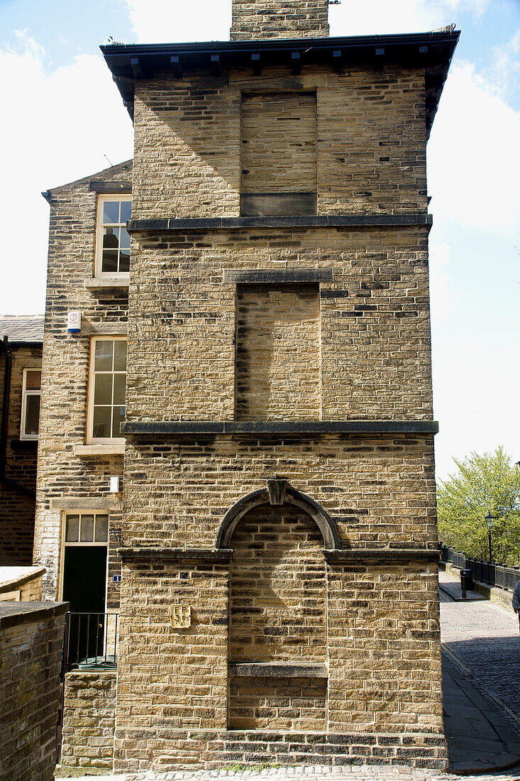 A House With Bricked Up Windows As A Result Of The Window Tax In Saltaire,A Victorian Model Village,Bradford,West Yorkshire,England