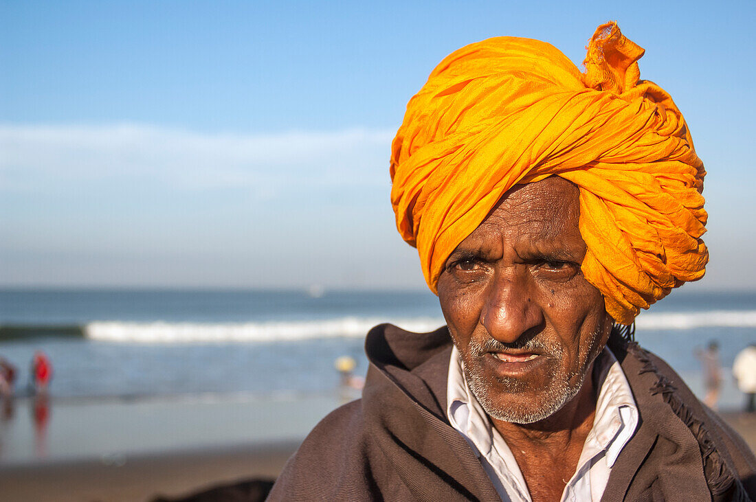 India,Karnataka,Man In Orange Turban,Gokarna