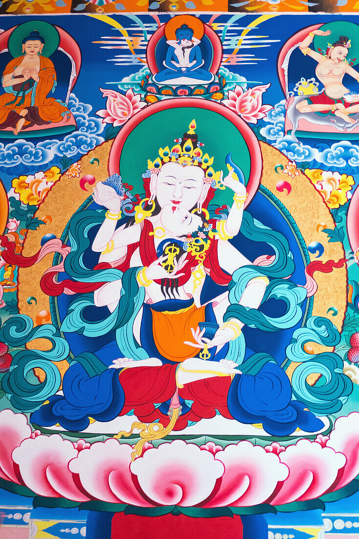 Indien,Westbengalen,Wandgemälde der Weißen Tara im Thongsa-Kloster (Bhutan),Kalimpong