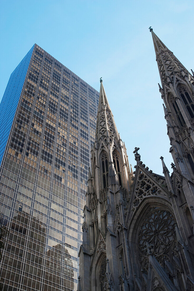 USA,New York State,Decorated Neo-Gothic-style Roman Catholic cathedral church,New York City,near Rockefeller Center,Saint Patrick's Cathedral