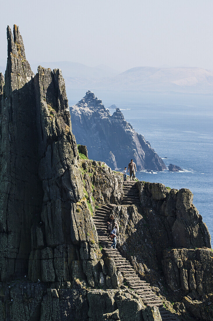 UK,Ireland,County Kerry,Skellig Islands,View of Little Skellig from Skellig Michael