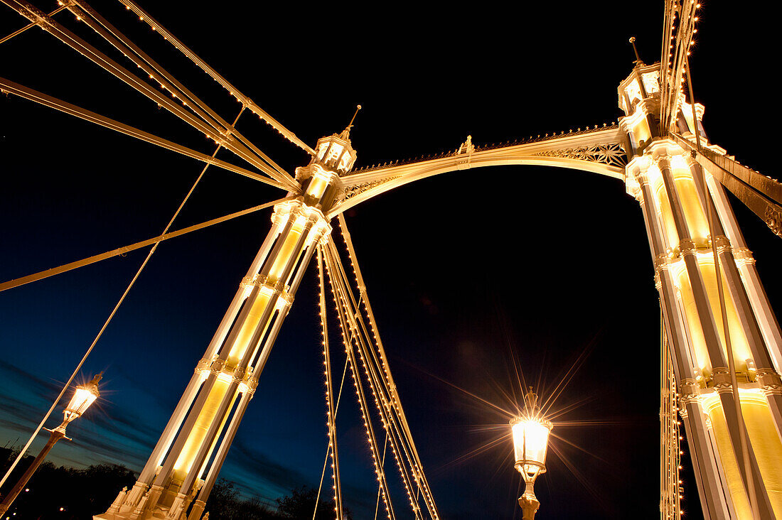 UK,England,Albert Bridge at night,London