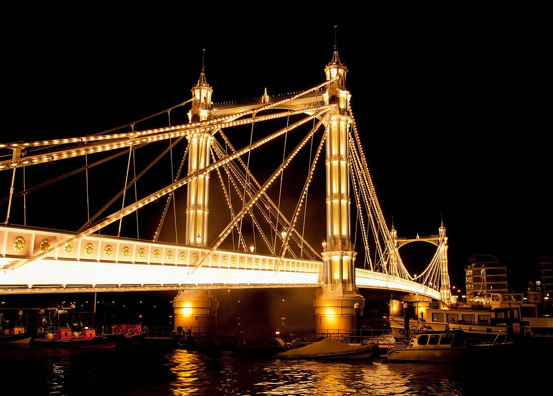 UK,England,Albert Bridge at night,London
