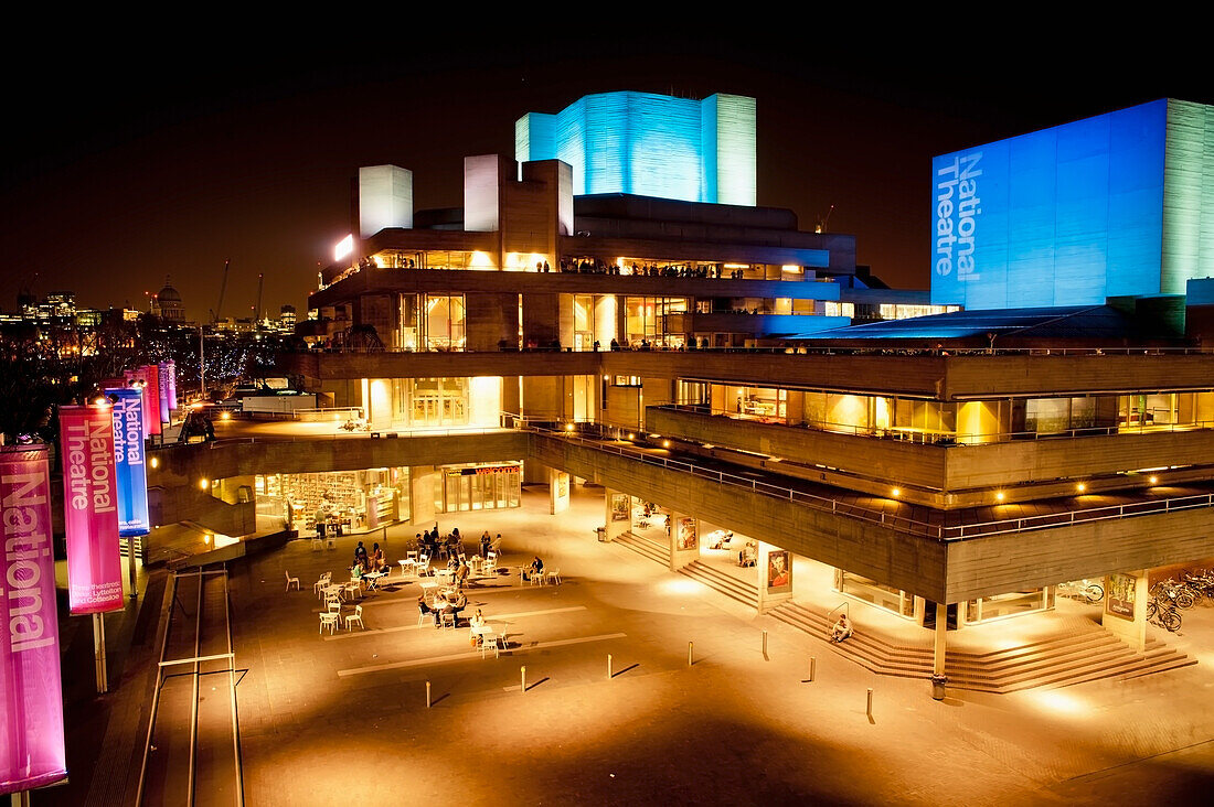 UK,England,National Theatre at night,London