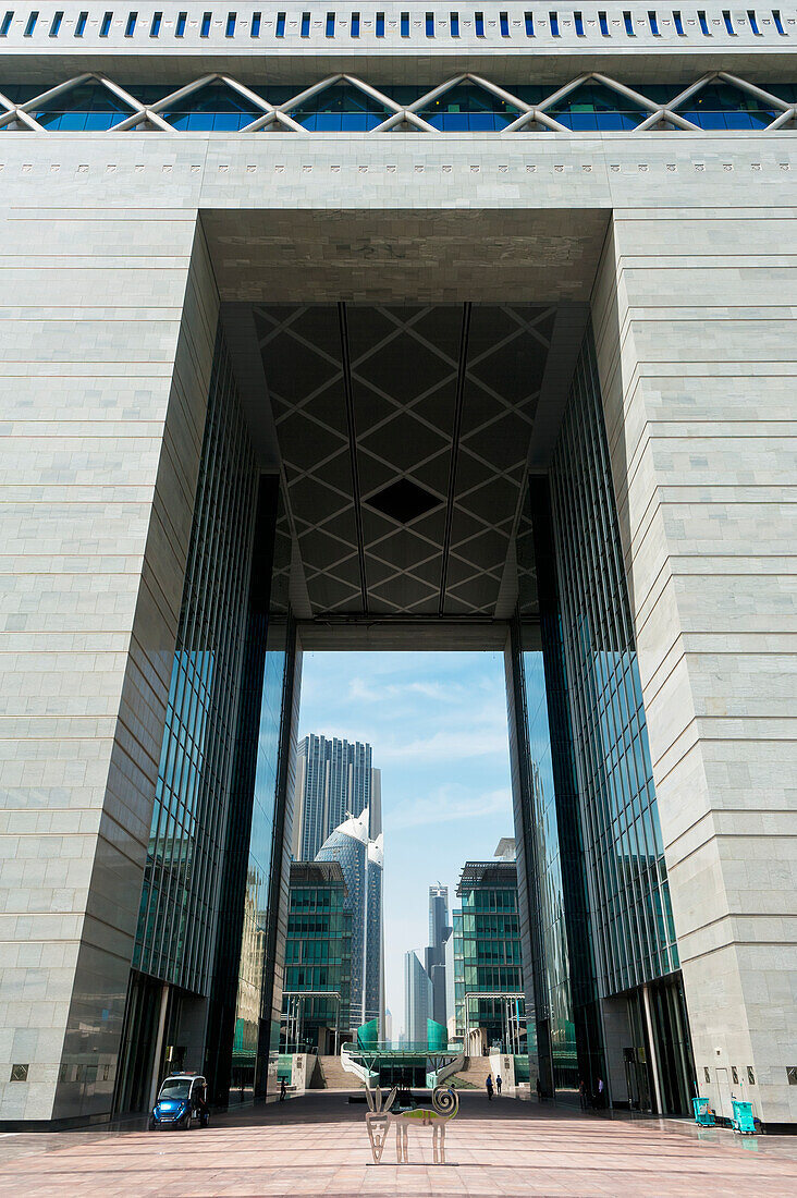 Looking Through The Arch Of Difc (Dubai International Financial Centre) Building,Dubai,United Arab Emirates