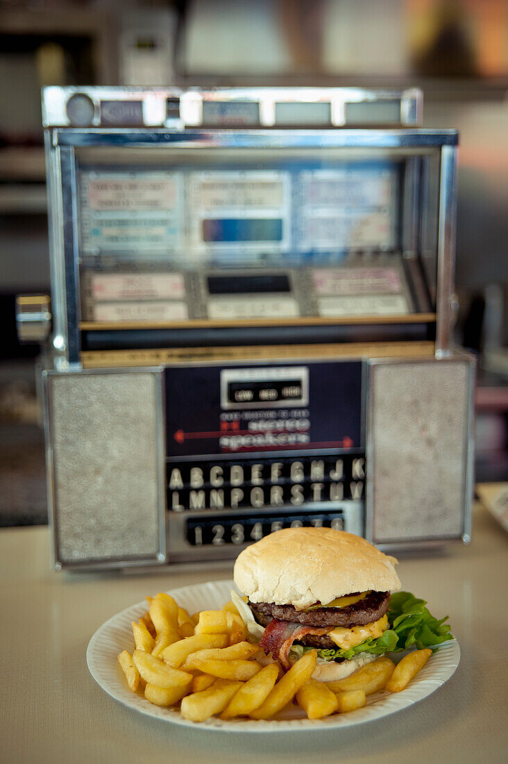 Meal With Jukebox In Docklands,London,Uk