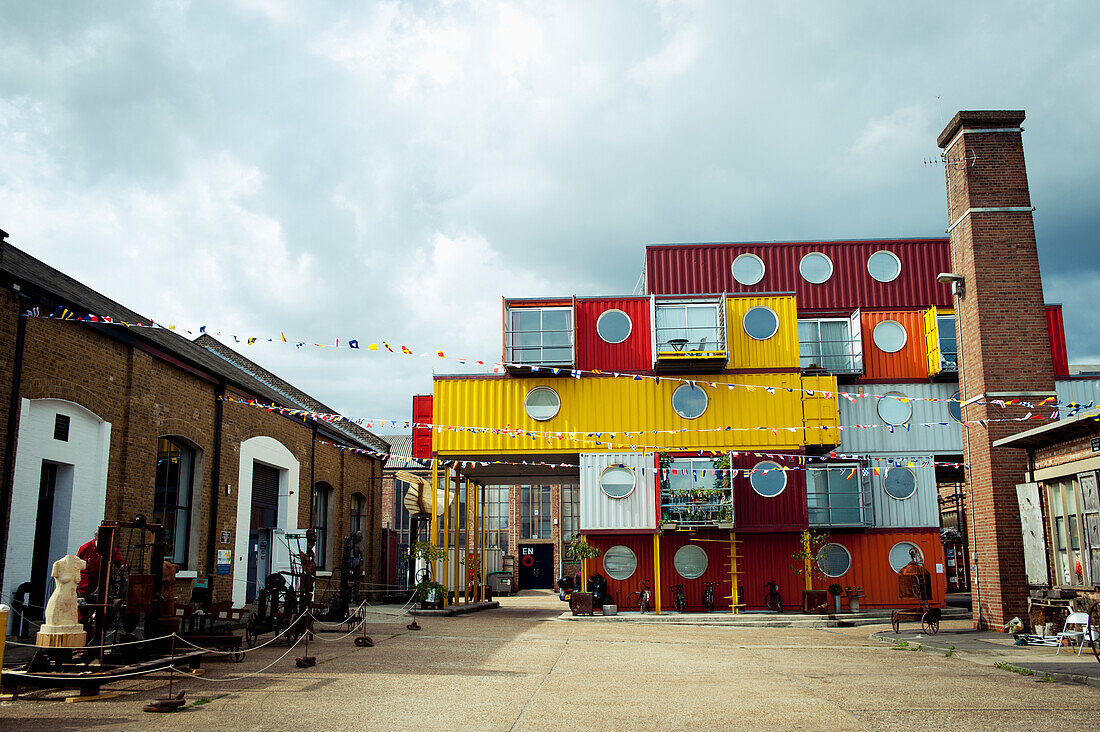 Building Made Of Containers In Trinity Buoy Wharf,London,Uk
