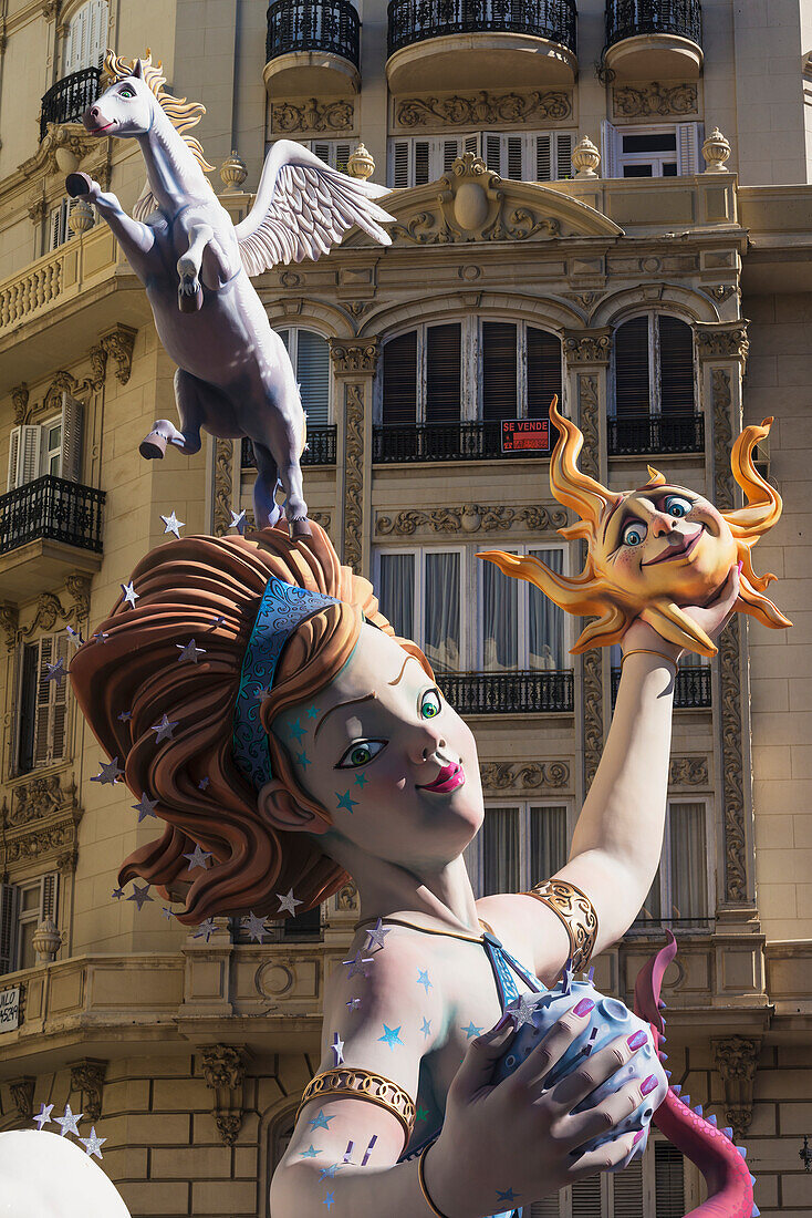 Detail Of Large Falla On Display On Street In Centre,Valencia,Spain