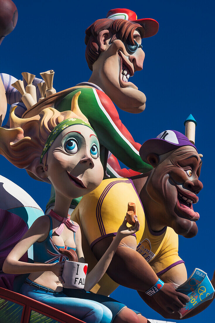 Detail Of Winning Falla On Display In Plaza Del Ayuntamiento,Valencia,Spain