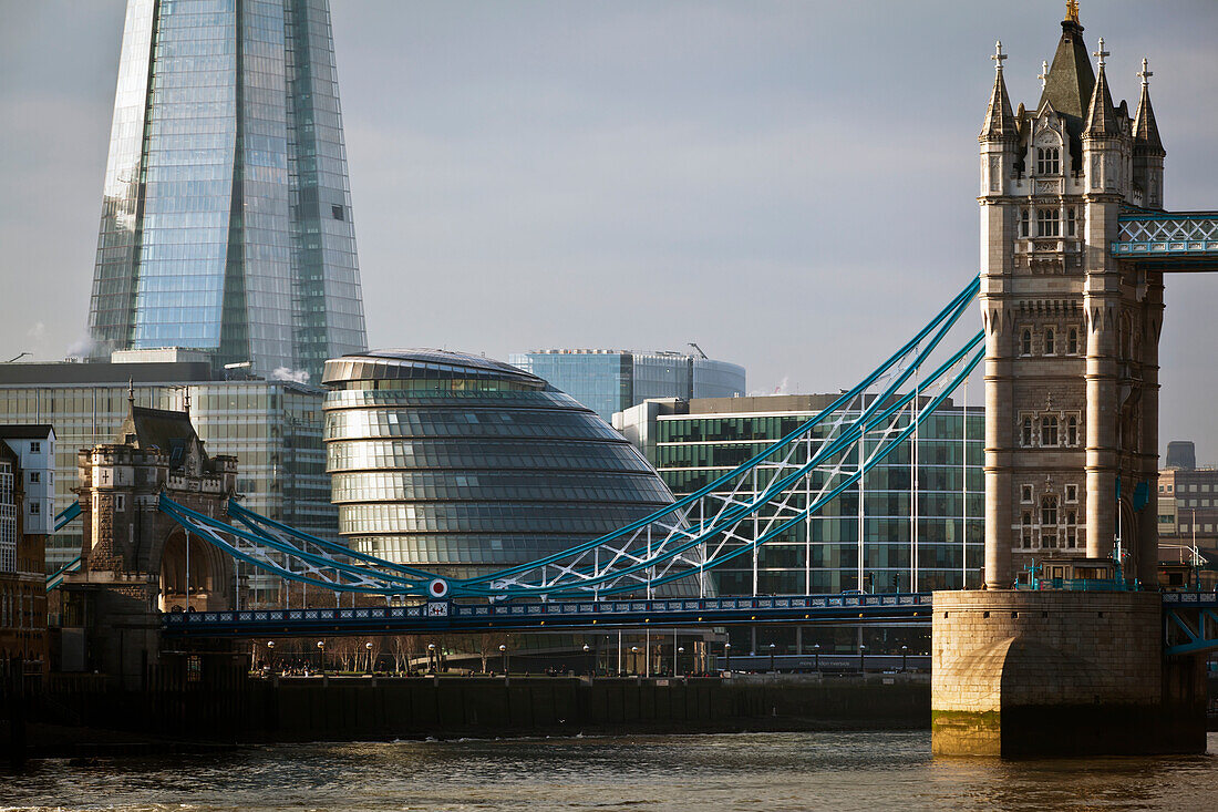 Shard Building With Tower Bridge,London,England,Uk