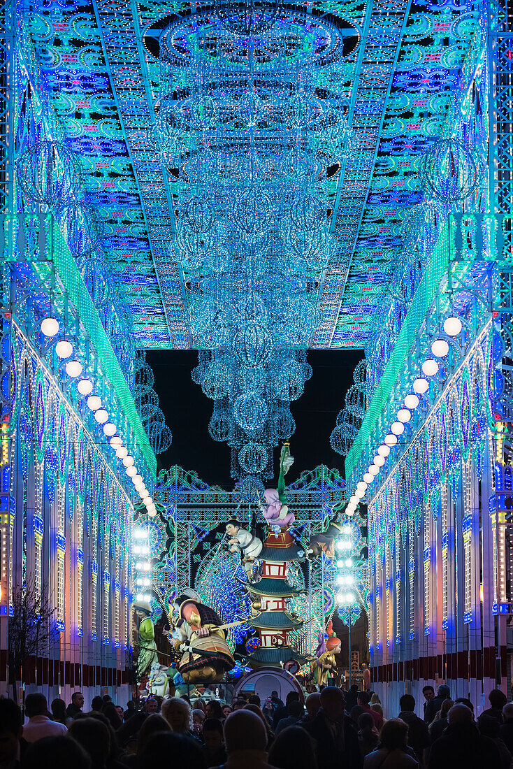 Celebration On Fallas Festival On Calle Cuba,Valencia,Spain