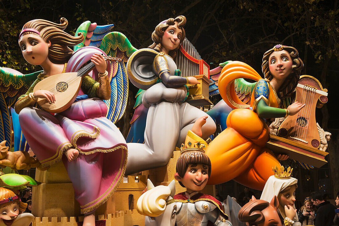 Children's Ninot Falla On Display In Plaza Del Ayuntamiento During Fallas Festival,Valencia,Spain