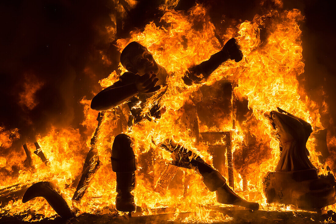 Sculpture Burning During Fallas Festival,Valencia,Spain