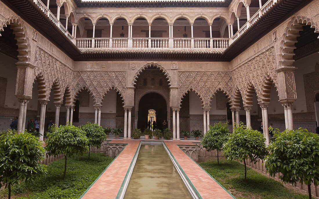 Courtyard Of The Maidens At Royal Alcazar,Seville,Andalucia,Spain