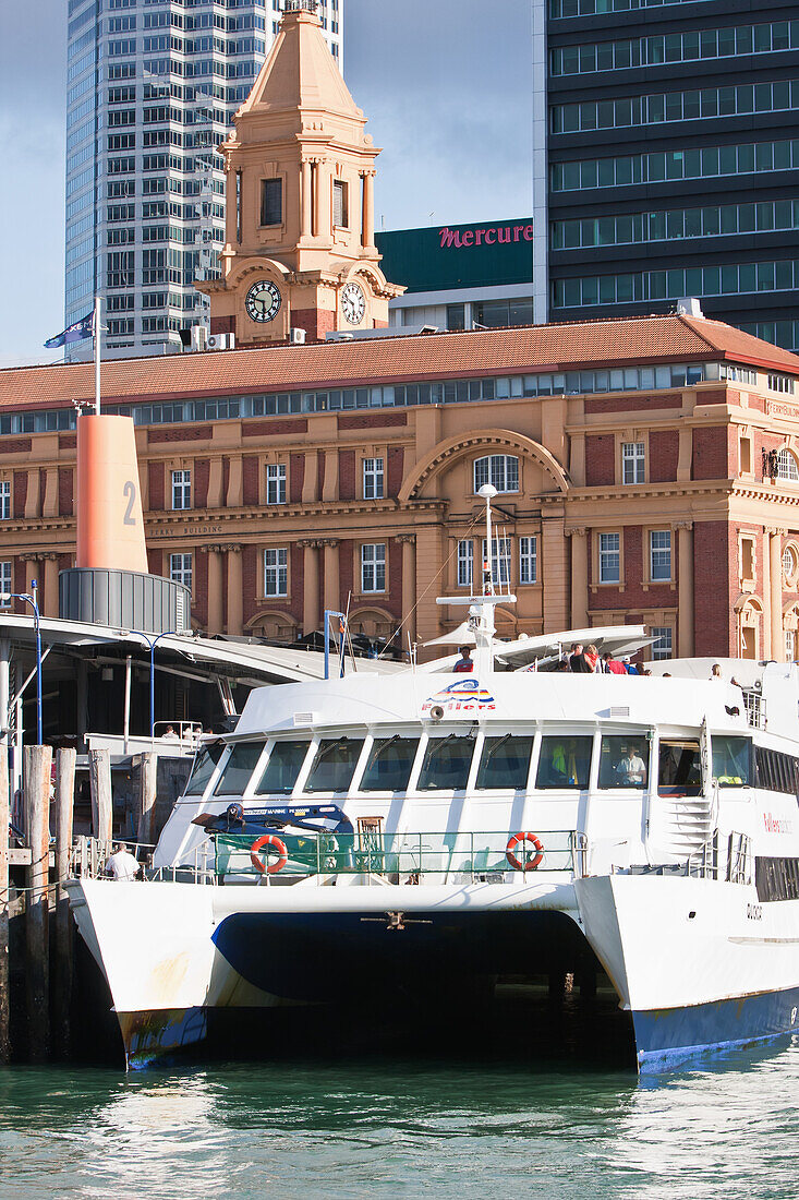 Ferry In Harbour,New Zealand