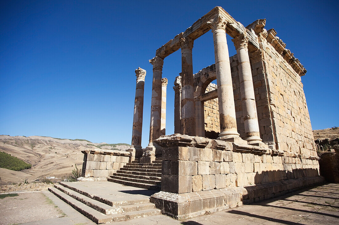 Roman Ruins,View Of Severan Temple,Djemila,Algeria