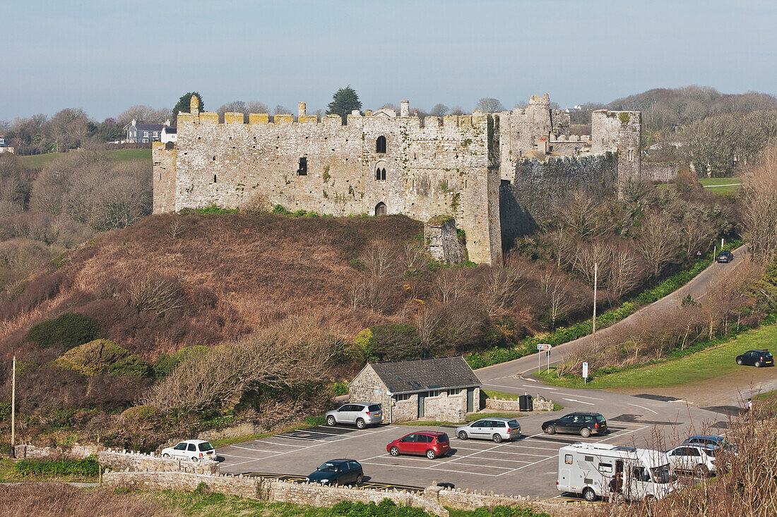 Manorbier Castle,Pembrokeshire Coast Path,Wales,United Kingdom