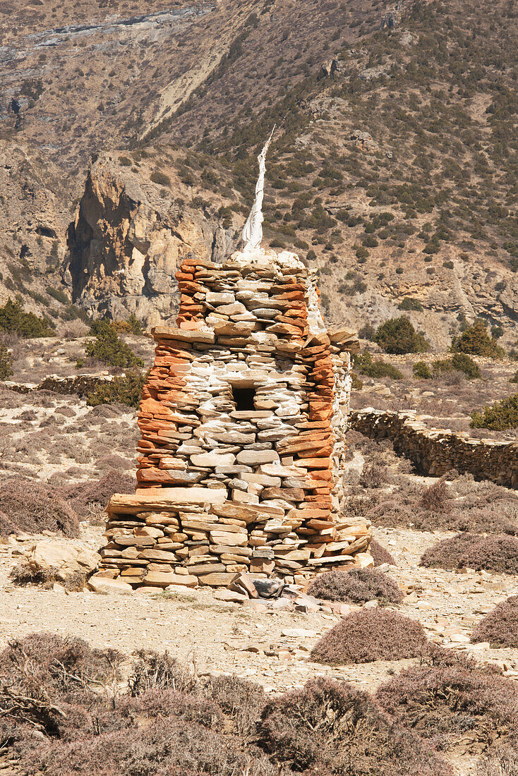 Typical Stone Chorten (Stupa),Gyakar,Upper Mustang Valley,Nepal