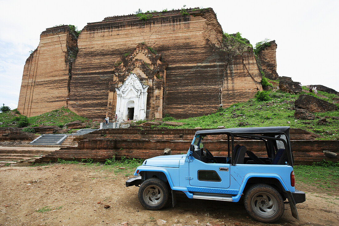 Huge Cracks Cut Through The Brick Facade Of The Unfinished Mingun Pagoda That Was Destroyed By An Earthquake,Mandalay,Burma
