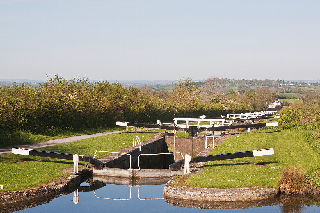 Caen Hill Locks On Kennet And Avon Canal,Wiltshire,England