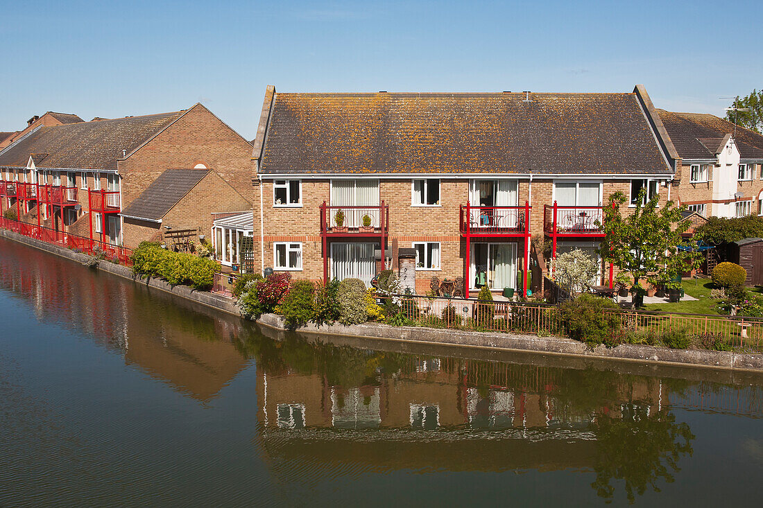 Houses Next To Hilperton Marina On Kennet And Avon Canal,Trowbridge,Wiltshire,England